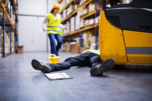 Injured worker struck by a forklift, concept of Athens workers' compensation lawyer